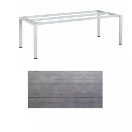 Kettler Float Gartentisch 220x95 cm, Aluminium silber, Tischplatte HPL Grau mit Fräsung