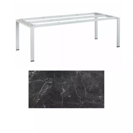 Kettler Float Gartentisch 220x95 cm, Aluminium silber, Tischplatte HPL Marmor grau