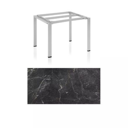 Kettler Float Gartentisch 95x95 cm, Aluminium silber, Tischplatte HPL Marmor grau