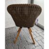 Niehoff "Nizza" Gartenstuhl, Gestell Teakholz, Sitzschale Polyrattan red pine, Sitzkissen anthrazit – Ausstellung Karlsruhe