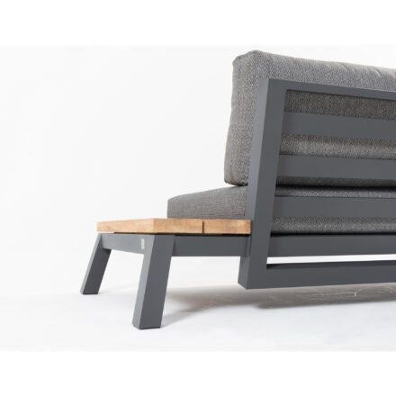 4Seasons Outdoor Loungesofa mit Ablage links "Empire", Alu anthrazit, Ablage Teak, inkl. Kissenset