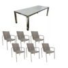 Gartenmöbel-Set mit Gartenstuhl "Amado" und Tisch "Miharu" 240x100 cm, Edelstahlgestelle, Tischplatte Keramik Aspen Grey