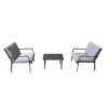 Jati&Kebon "Dransy" Loungeset mit Loungesessel und Tisch, Aluminium eisengrau, Textilgewebe silbergrau mit Auflagen Silver Grey Basic