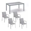 Kettler Gartenmöbel-Set mit Stapelstuhl “Diamond” und Tisch “Float” 160×95 cm, Alu silber, HPL Grau mit Fräsung