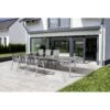 Kettler Gartenmöbel-Set mit Klappsessel und Stapelstuhl "Forma" und Ausziehtisch "Cubic" 160/220/280x95 cm, Alu silber, HPL anthrazit