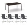 Kettler Gartenmöbel-Set mit Freischwinger "Feel" und Tisch "Cubic" 160x95 cm, Edelstahl, Tischplatte Keramik anthrazit
