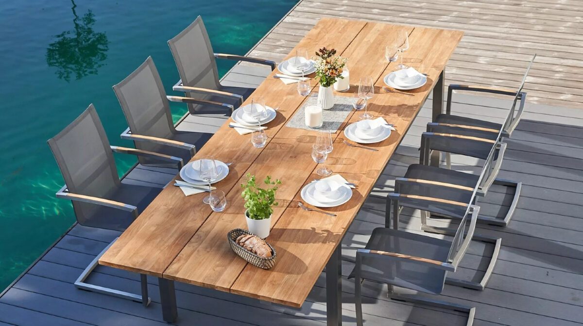 CASA DOMA Gartenmöbelset mit Freischwinger Mineo und Ausziehtisch Varano