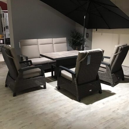 Siena Garden "Corido" Loungeset 5-tlg, Gestelle Aluminium anthrazit matt, Polyrattan Charcoal grey, Tischplatte Keramik - Ausstellung Weil