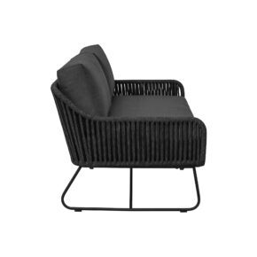 CASA DOMA "Ribera" 2-Sitzer Loungesofa L-Form, Kufengestell Edelstahl anthrazit, Sitz Rope anthrazit (vertikal breit), Kissen Tuvatextil® Panama grafito