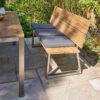 CASA DOMA "Varano" Gartenbank 190 cm, Gestell Edelstahl gebürstet, Sitzfläche Teak, Sitzkissen Mineo