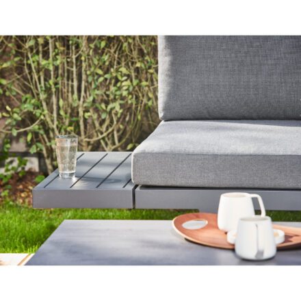 CASA DOMA "Aragona" Lounge mit Ablage, Gestell Aluminium anthrazit, Polster Tuvatextil® Panama grafito