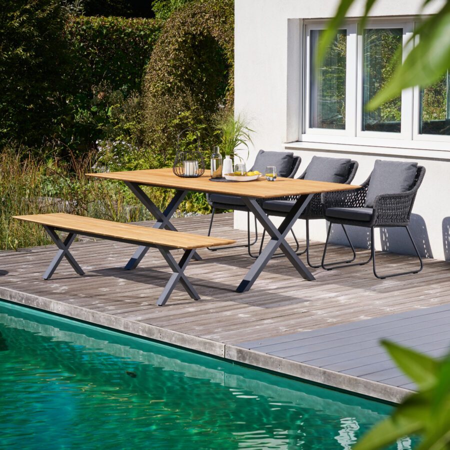 CASA DOMA Ribera/Falerna GartenmöbelSet mit Diningsessel LForm, Bank