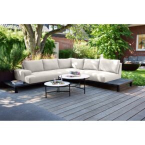 Hartman "Cameron" Loungeset, Alu-Gestell anthrazit, Textilbezüge Sunbrella® chalk grey, Tischplatte Keramik Mamoroptik