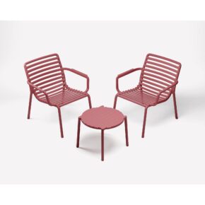 NARDI "Doga Relax" Loungesessel, Gestell und Sitzfläche Kunststoff marsala, mit Beistelltisch "Doga"