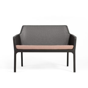 NARDI "Net" Loungebank, Gestell und Sitzfläche Kunststoff anthrazit, mit Sitzkissen rosenquarz
