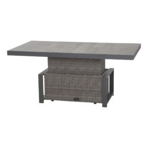 Siena Garden "Corido" Loungetisch/Lift-Tisch, Gestell Aluminium anthrazit matt, Geflecht charcoal grey, Tischplatte Keramik washed grey, 160x90 cm