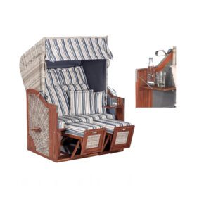 Strandkorb "Rustikal 285 Z SUN Edition" von SunnySmart, Korpus Akazienholz, Geflecht grey-washed, Dessin 1231