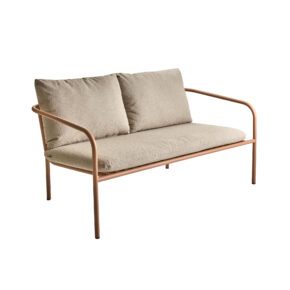 Brafab "Bendt" 2-Sitzer Loungesofa, Gestell Aluminium peach, Kissen Teddy beige
