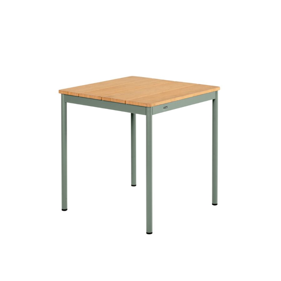 Brafab "Nox Bistro" Gartentisch 70x70 cm, Gestell Aluminium dusty green, Tischplatte Bambus