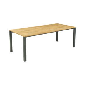 CASA DOMA "Campana" Gartentisch 210x100cm, Alu anthrazit, Tischplatte Teak