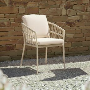 CASA DOMA "Messina" Diningsessel, Alu cream, Rope fossil (Bild KI-generiert)