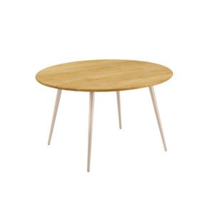 CASA DOMA "Napola" Gartentisch Ø 130 cm, Alu cream, Tischplatte Teak