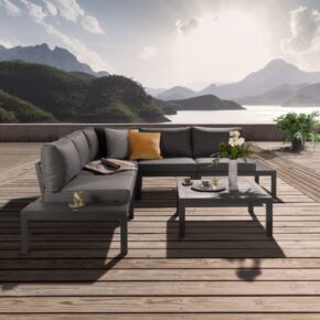 Liadomo "San Carlo" Loungeset, Alu anthrazit, Ablagen Alu, Bezüge Olefin grau
