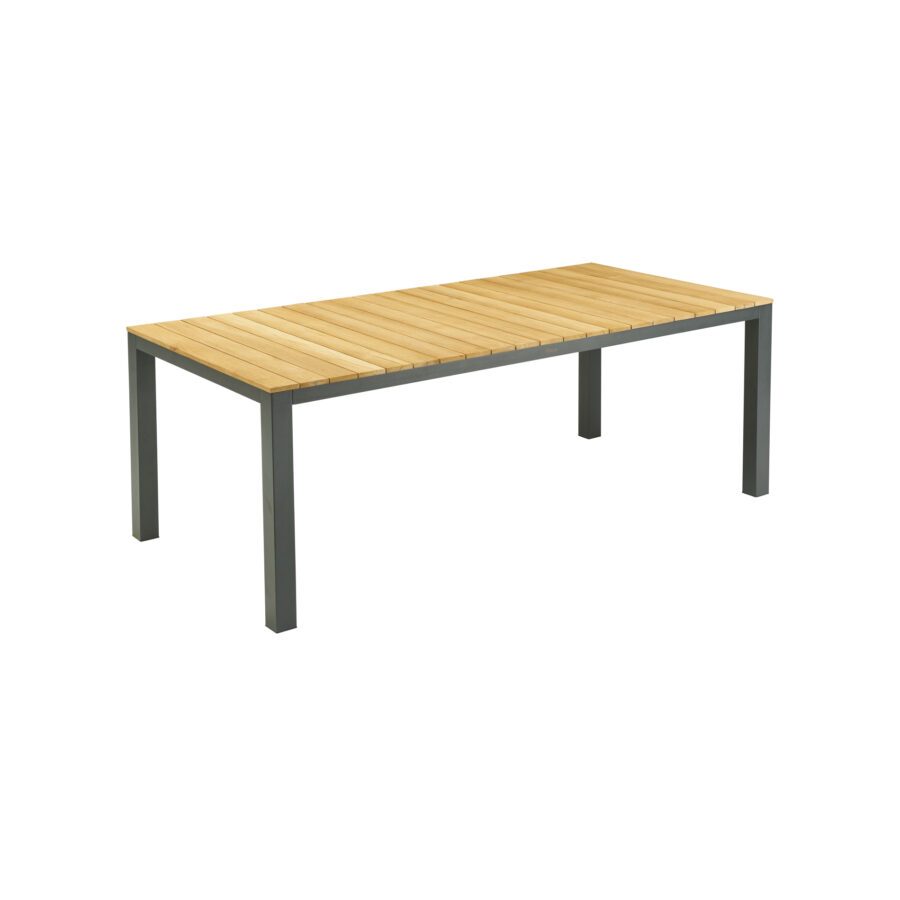 Liadomo "Scalea" Gartentisch 210x100 cm, Alu anthrazit, Tischplatte Teak