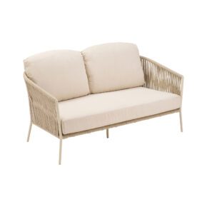 CASA DOMA "Falcone" Loungesofa, Aluminium cream, Rope fossil