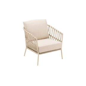 CASA DOMA "Messina" Loungesessel, Alu cream, Rope fossil