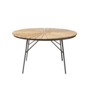 Cinas "Ellen" Gartentisch Ø 130 cm, Alu anthrazit, Tischplatte Teak
