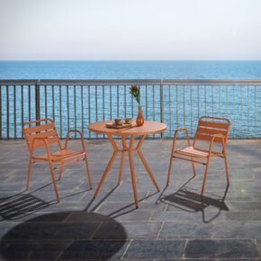 Liadomo "Lesina" Bistro-Set 3-teilig mit Stapelstuhl und Bistrotisch, Aluminium orange