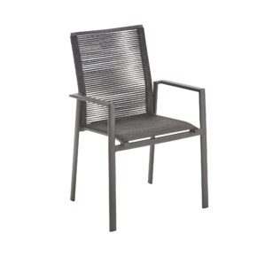 Liadomo "Limbadi" Gartenstuhl, Alu anthrazit, Textilgewebe und Rope anthrazit, Armlehnen Alu