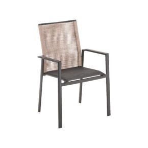 Liadomo "Limbadi" Gartenstuhl, Alu anthrazit, Textilgewebe anthrazit, Rope beige