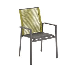 Liadomo "Limbadi" Gartenstuhl, Alu anthrazit, Textilgewebe anthrazit, Rope grün