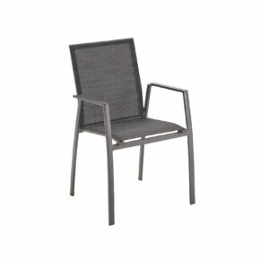 Liadomo "Pellaro" Stapelstuhl, Alu anthrazit, Textilgewebe anthrazit, Armlehnen Alu