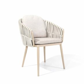 4Seasons Outdoor "Eva" Diningsessel, Aluminium latte, Rope beige, Bezug beige