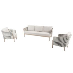 4Seasons Outdoor "Eva" Loungeset, Aluminium latte, Rope beige, Bezug beige
