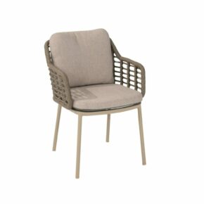 4Seasons Outdoor "Puglia" Diningsessel, Aluminium latte, Rope taupe, Bezug latte