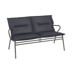 Lafuma "Vence" Loungebank, Gestell Stahl titane, Bespannung Batyline® DUO grey, abnehmbare Polsterung BeComfort® dark grey