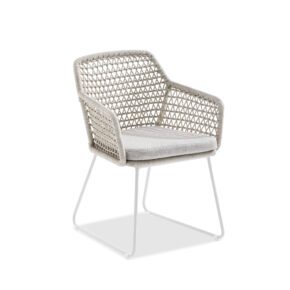Niehoff "Lido" Gartenstuhl, Gestell Aluminium ivory, Sitzschale Rope beige, Sitzkissen Olefin La Concha taupe meliert