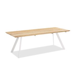Niehoff "Valletta" Gartentisch 220 × 95 cm, Gestell Aluminium ivory, Tischplatte recyceltes Teakholz