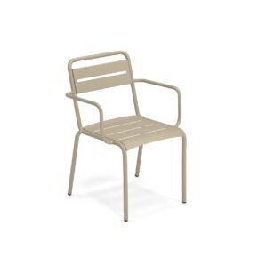 Emu "Star" Stapelstuhl, Gestell und Sitzfläche Stahl taupe