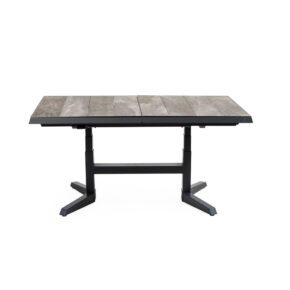 Lesli Living "Castilla" Loungetisch 143/183x88 cm, ausziehbar & höhenverstellbar, Alu anthrazit, Tischplatte Keramik Washed grey