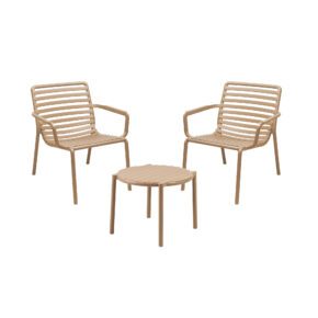 NARDI "Doga Relax" Loungesessel, Gestell und Sitzfläche Kunststoff cappuccino, mit Beistelltisch "Doga"