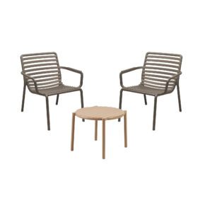 NARDI "Doga Relax" Loungesessel, Gestell und Sitzfläche Kunststoff tabacco, mit Beistelltisch "Doga" Kunststoff cappuccino