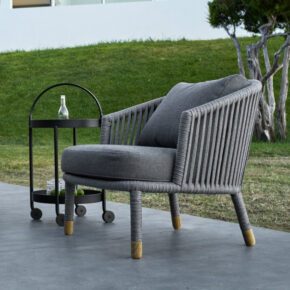 Cane-line "Moments" Loungesessel, Stahl mit Rope grau, Kissen AirTouch grau