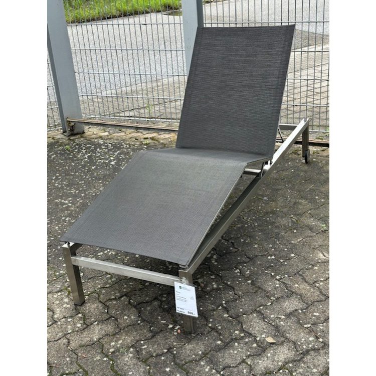 Kettler "Feel" Sonnenliege, Gestell Edelstahl, Bespannung Textilgewebe grau meliert - Ausstellung Karlsruhe