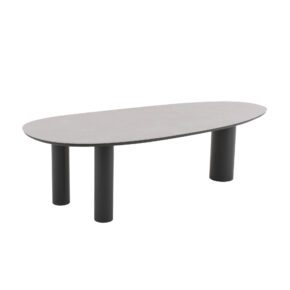 CASA DOMA "Lioni" Gartentisch 260×115 cm, Gestell Aluminium anthrazit, Tischplatte Sinterstein hellgrau marmoriert