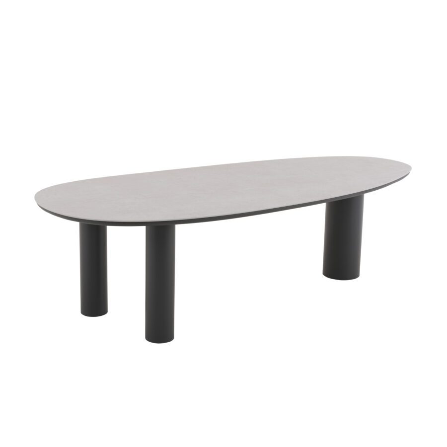 CASA DOMA "Lioni" Gartentisch 260×115 cm, Gestell Aluminium anthrazit, Tischplatte Sinterstein hellgrau marmoriert